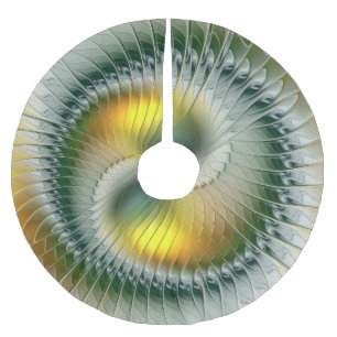 Yin Yang Christmas Colours Abstract Fractal Art Brushed Polyester Tree Skirt