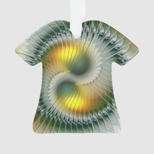 Yin Yang Christmas Colours Abstract Fractal Art Ornament