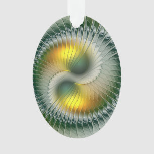 Yin Yang Christmas Colours Abstract Fractal Art Ornament