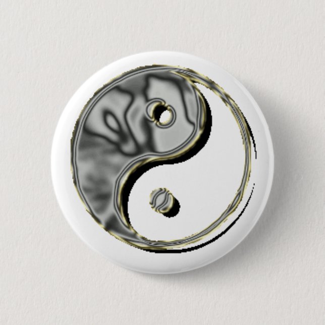 Yin Yang Chrome 2 Inch Round Button (Front)