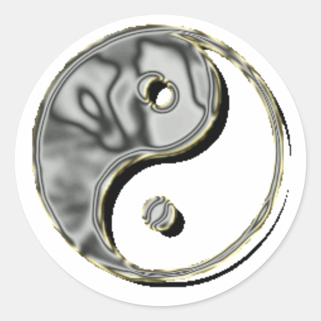 Yin Yang Chrome Classic Round Sticker (Front)