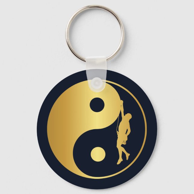 Yin & Yang Climber (gold) Keychain (Front)