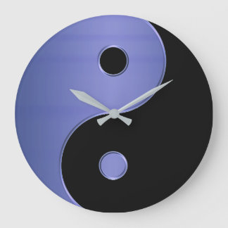 Yin Yang Clock in Light Blue  Silver and Black