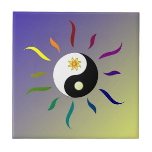 Yin Yang Colourful Sun Moon Tile