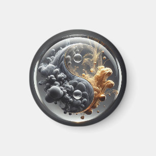 Yin Yang Concept with Fluid Patterns Magnet