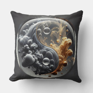 Yin Yang Concept with Fluid Patterns Throw Pillow