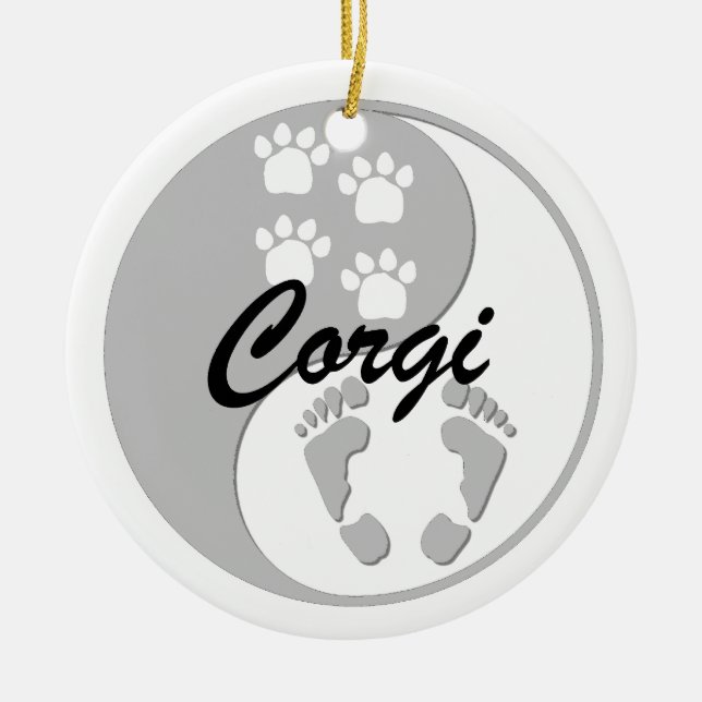 yin yang corgi ceramic ornament (Front)