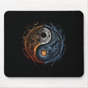 Yin Yang Cosmic Duality Art For Meditation And Pea Mouse Pad