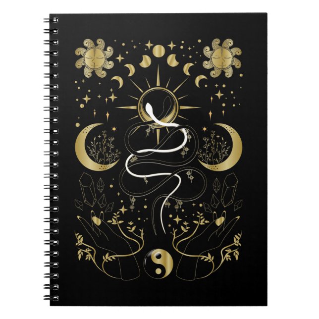 Yin Yang Crescent Moon Sun Celestial Snakes Notebook (Front)