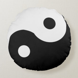Yin Yang Customizable Black and White Round Pillow