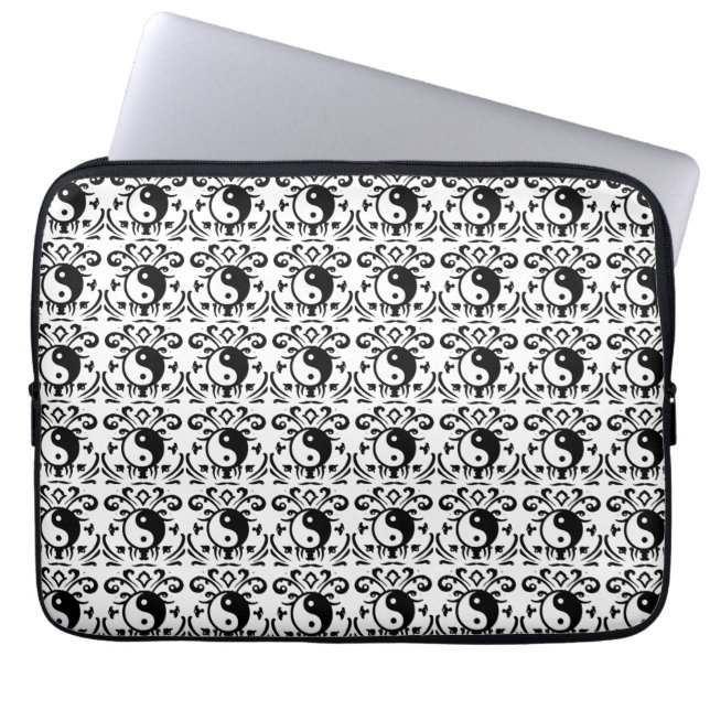 Yin Yang Damask Laptop Sleeve (Front)