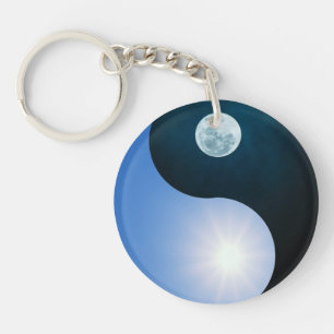 Yin yang day-night keychain