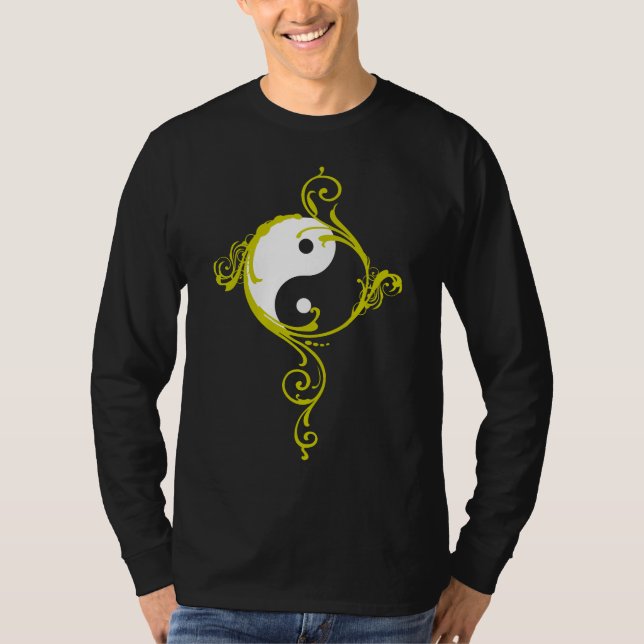 Yin Yang Design Black T-Shirt (Front)