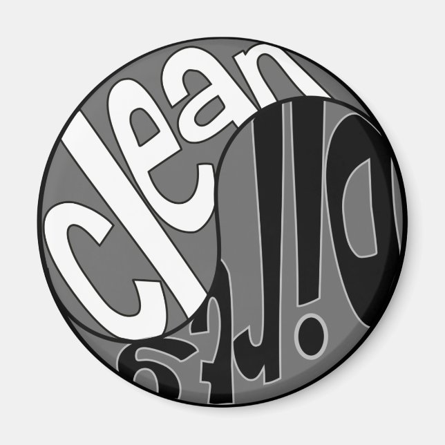 Yin Yang Dirty Clean Dishwasher Magnet White/Black (Front)