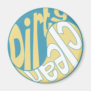 Yin Yang Dirty Clean Dishwasher Magnet Yellow/Aqua