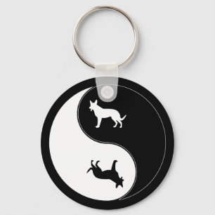 Yin Yang Dog Keychain