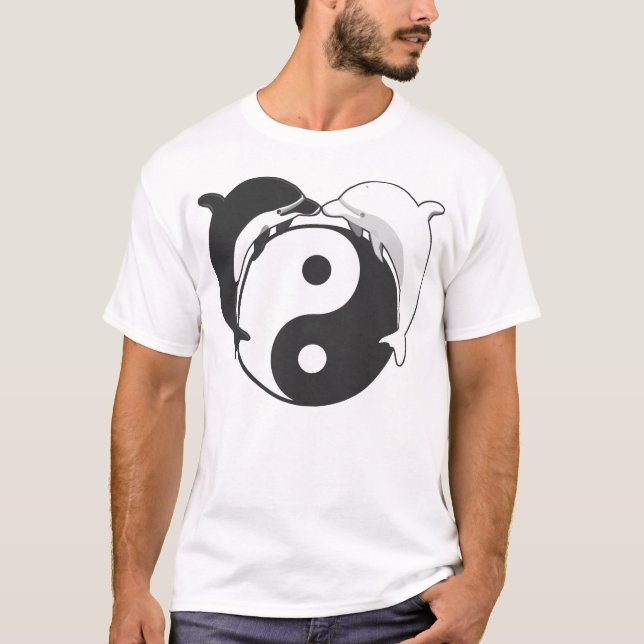 Yin Yang Dolphins Black/White T-Shirt (Front)