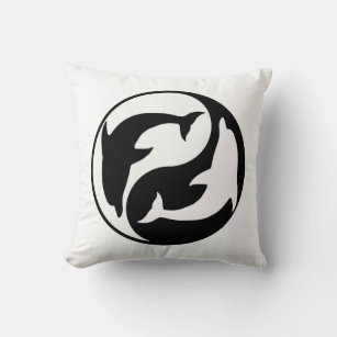 Yin Yang Dolphins Reversible Pillow
