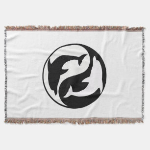 Yin Yang Dolphins Throw Blanket