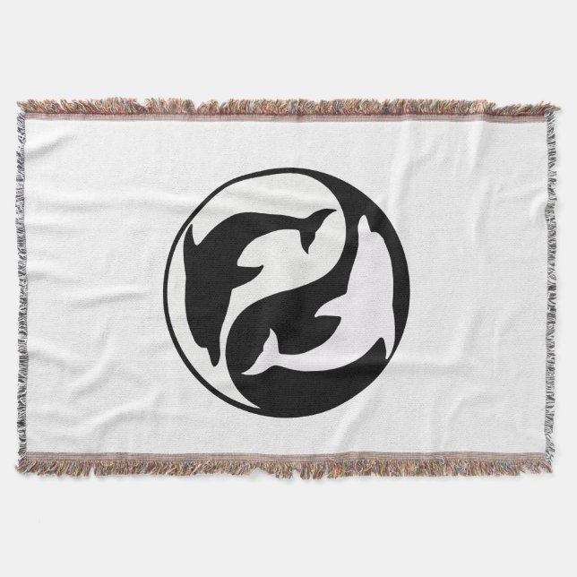Yin Yang Dolphins Throw Blanket (Front)