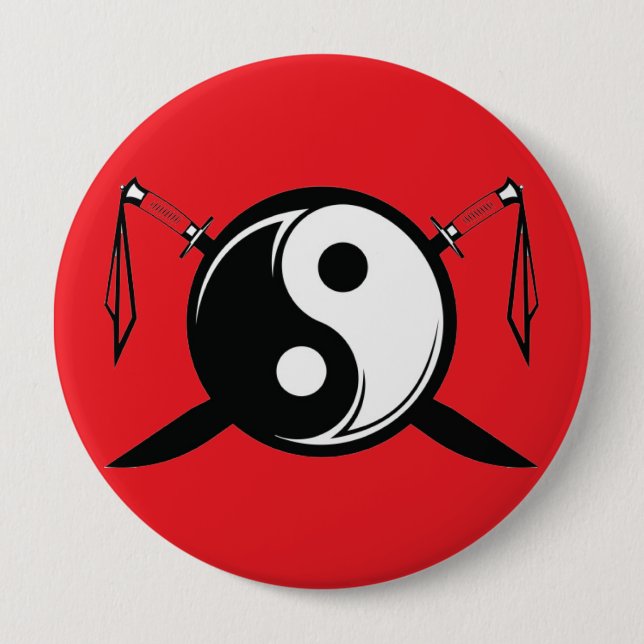 Yin Yang Double Broadsword 4 Inch Round Button (Front)