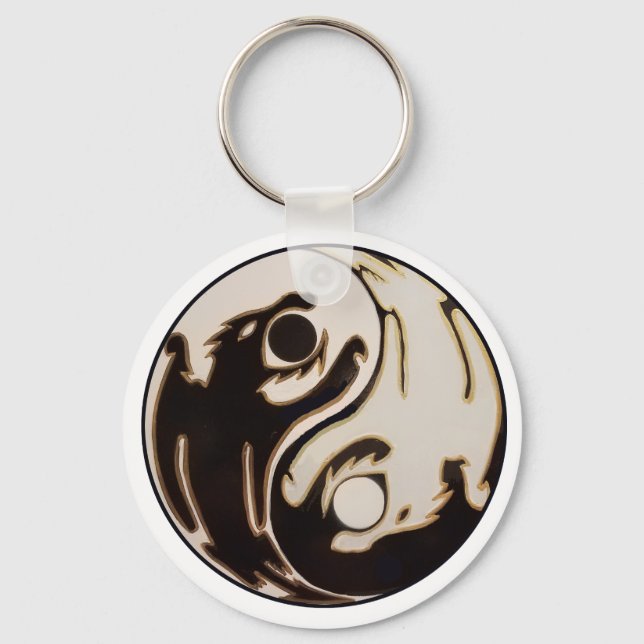 Yin yang Double Dragon Keychain (Front)