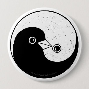 Yin Yang doves harmony badge 4 Inch Round Button
