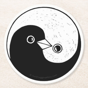 Yin Yang doves paper coaster