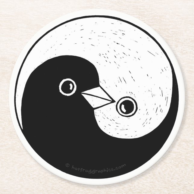 Yin Yang doves paper coaster (Front)
