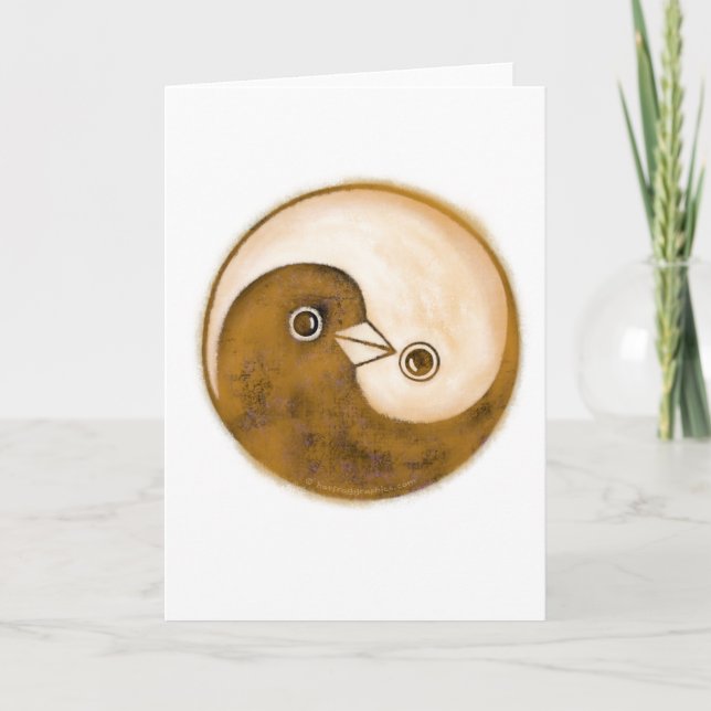Yin Yang doves peace & harmony Greeting Card (Front)
