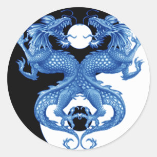 Yin Yang Dragon 2 Classic Round Sticker