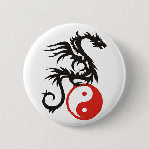 Yin & Yang Dragon 2 Inch Round Button