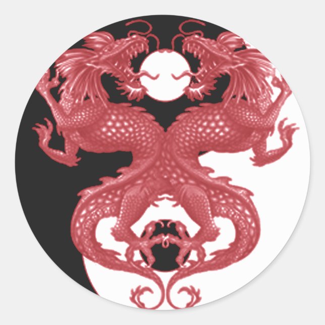 Yin Yang Dragon 3 Classic Round Sticker (Front)