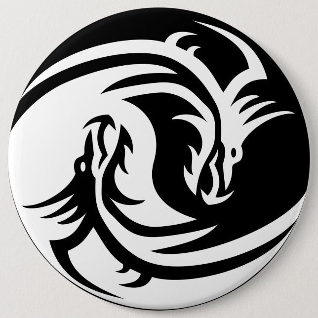 Yin Yang Dragon 6 Inch Round Button (Front)