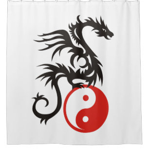 Yin & Yang Dragon - black red + your backgr.