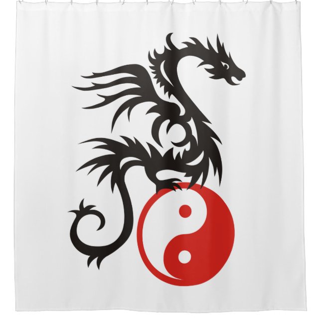 Yin & Yang Dragon - black red + your backgr. (Front)