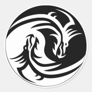 Yin Yang Dragon Classic Round Sticker