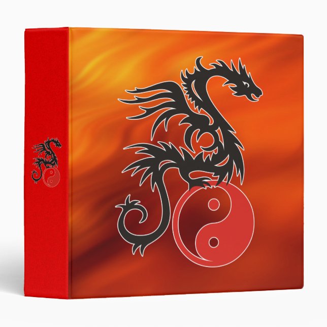 Yin & Yang Dragon | fire red waves Binder (Front/Spine)