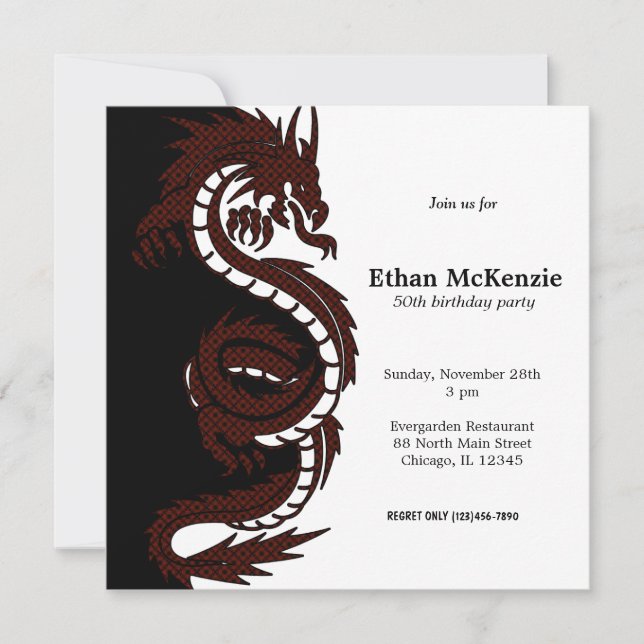Yin Yang Dragon Invitation (Front)