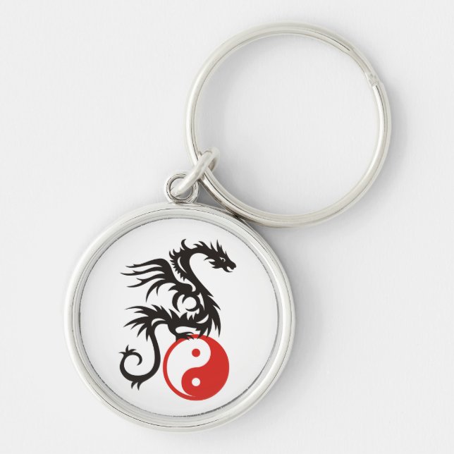 Yin & Yang Dragon Keychain (Front)