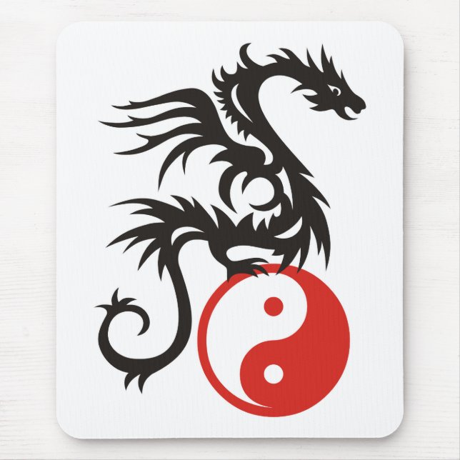 Yin & Yang Dragon Mouse Pad (Front)