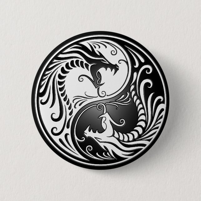 Yin Yang Dragons 2 Inch Round Button (Front)