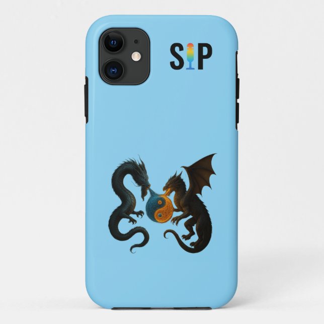 Yin Yang Dragons - Balancing Fire and Water Case-Mate iPhone Case (Back)