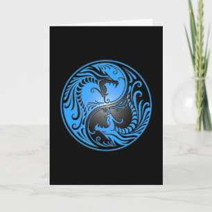 Yin Yang Dragons, blue and black Card