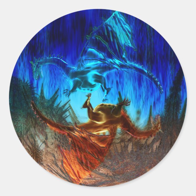 Yin  Yang Dragons Classic Round Sticker (Front)