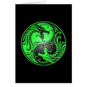 Yin Yang Dragons, green and black