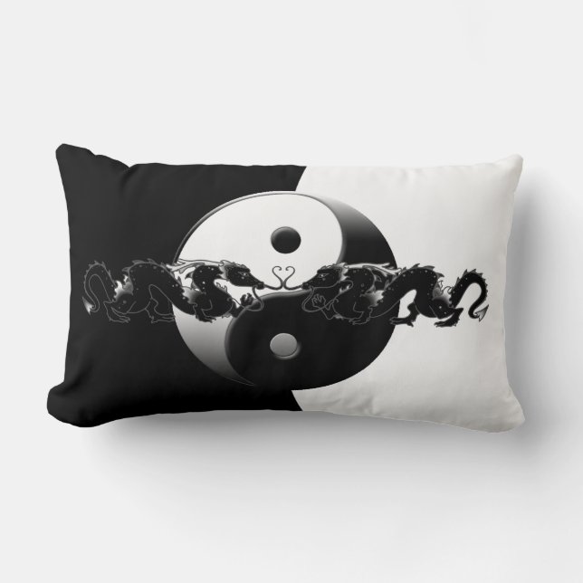 Yin Yang Dragons Lumbar Pillow (Front)