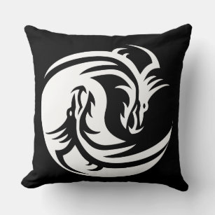 yin yang dragons pillow