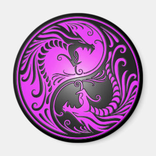 Yin Yang Dragons, purple and black Magnet