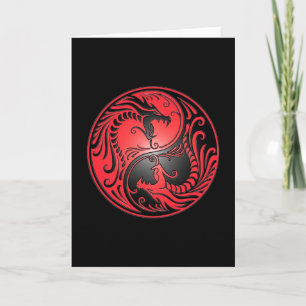 Yin Yang Dragons, red and black Card